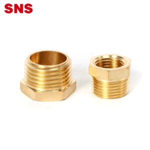 SNS BB Series pneumatic hexagon male to female threaded reducing straight connector adapter brass bushing pipe fitting picture 1