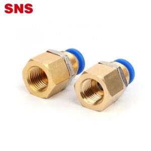 SNS SPMF Series one touch air hose tube quick connector female thread straight pneumatic brass bulkhead fitting picture 1