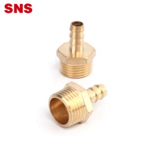 SNS BG Series pneumatic brass male thread reducing straight adapter connector air hose barbed tail pipe fitting picture 1