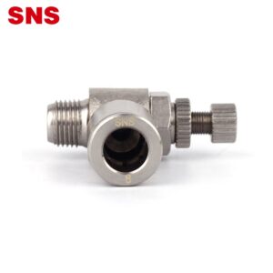 SNS JJSC Series one touch L type 90 degree elbow nickel-plated brass air flow speed control fitting pneumatic throttle valve picture 1