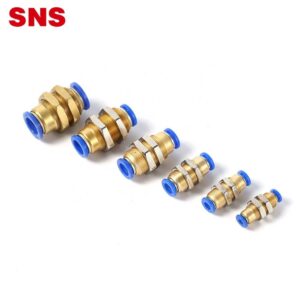 SNS SPM Series pneumatic one touch air hose tube connector push to connect straight brass bulkhead union quick fitting picture 1